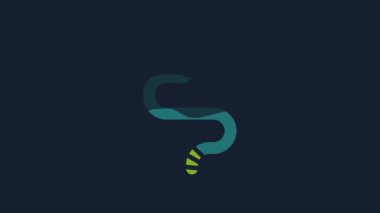 Yellow Snake icon isolated on blue background. 4K Video motion graphic animation.