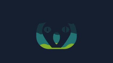 Sarı Baykuş ikonu mavi arkaplanda izole edildi. Hayvan sembolü. 4K Video hareketli grafik canlandırması.