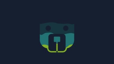 Sarı Ayı baş simgesi mavi arkaplanda izole edildi. 4K Video hareketli grafik canlandırması.