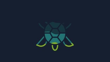 Yellow Turtle icon isolated on blue background. 4K Video motion graphic animation.