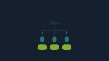 Yellow Business hierarchy organogram chart infographics icon isolated on blue background. Corporate organizational structure graphic elements. 4K Video motion graphic animation.