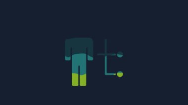 Sarı takım elbiseli adam kullanıcısı mavi arka planda izole edilmiş. İş simgesi kullanıcı profili simgesi simgesi. Erkek kullanıcı işareti. 4K Video hareketli grafik canlandırması.