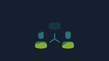 Sarı Proje takım taban simgesi mavi arkaplanda izole edildi. İş analizi ve planlama, danışmanlık, takım çalışması, proje yönetimi. 4K Video hareketli grafik canlandırması.