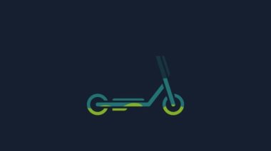 Sarı Scooter dağıtım simgesi mavi arkaplanda izole edildi. Teslimat hizmeti konsepti. 4K Video hareketli grafik canlandırması.