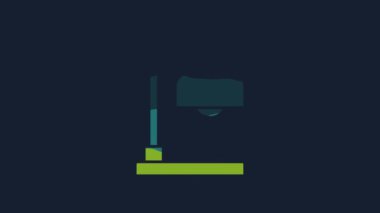 Yellow Table lamp icon isolated on blue background. 4K Video motion graphic animation.