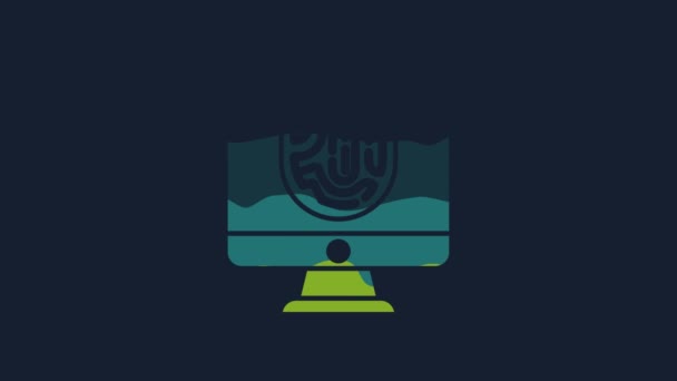 Yellow Monitor Fingerprint Icon Isolated Blue Background App Icon Identification — Stockvideo