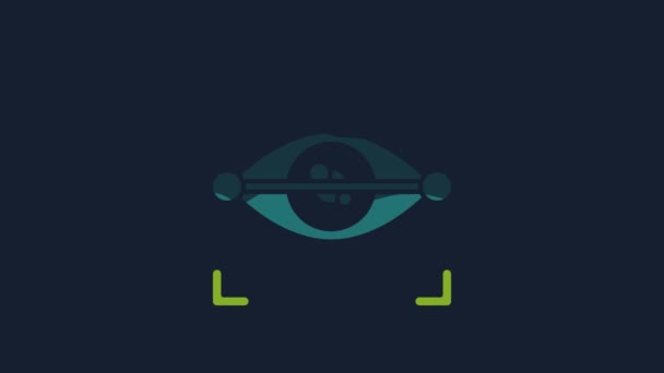 Yellow Eye Scan Icon Isolated Blue Background Scanning Eye Security — Wideo stockowe