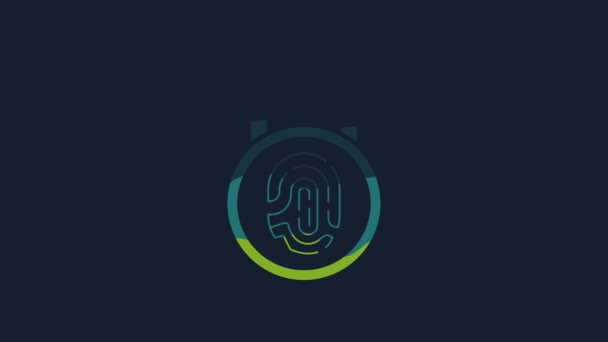 Yellow Fingerprint Lock Icon Isolated Blue Background App Icon Identification — Video Stock