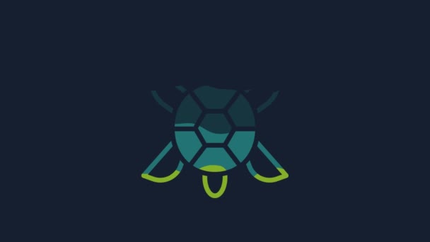 Yellow Turtle Icon Isolated Blue Background Video Motion Graphic Animation — Stok video