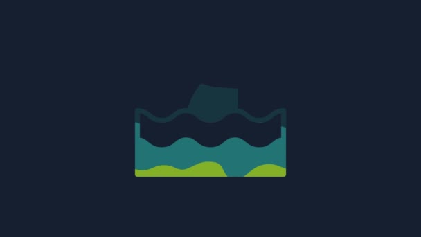 Gele Haaienvin Oceaan Golf Icoon Geïsoleerd Blauwe Achtergrond Video Motion — Stockvideo