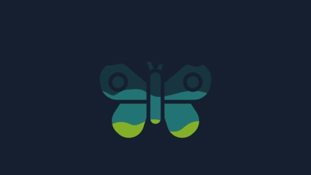 Yellow Butterfly Icon Isolated Blue Background Video Motion Graphic Animation — 비디오