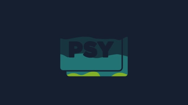 Yellow Psychology Icon Isolated Blue Background Psi Symbol Mental Health — Stok video