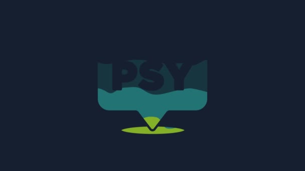 Yellow Psychology Icon Isolated Blue Background Psi Symbol Mental Health — стоковое видео