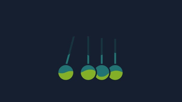 Yellow Pendulum Icon Isolated Blue Background Newtons Cradle Video Motion — 图库视频影像