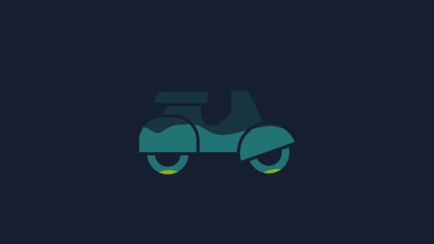 黄色滑板车交付图标隔离在蓝色背景 提供服务的概念 4K视频运动图形动画 — 图库视频影像