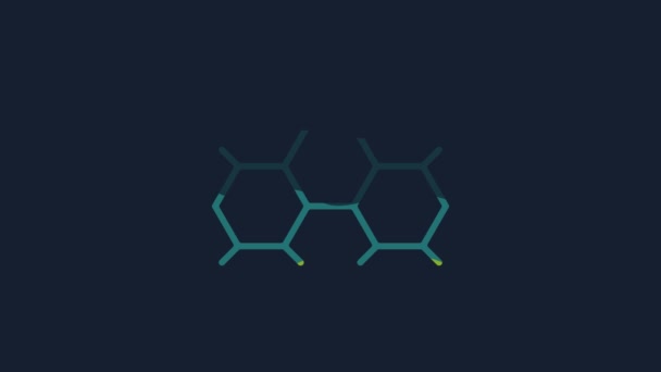 Yellow Chemical Formula Icon Isolated Blue Background Abstract Hexagon Innovation — kuvapankkivideo