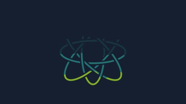 Gul Atom Ikon Isolerad Blå Bakgrund Symbol För Vetenskap Utbildning — Stockvideo