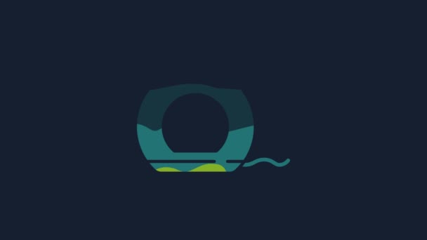 Yellow Dental Floss Icon Isolated Blue Background Video Motion Graphic — 图库视频影像