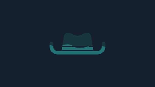 Yellow Western Cowboy Hat Icon Isolated Blue Background Video Motion — Stock video