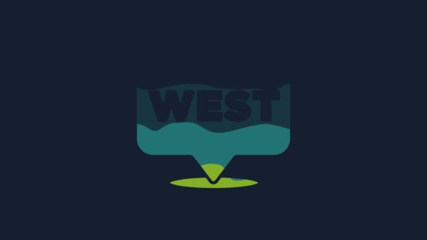 Žlutý Ukazatel Ikonu Divokého Západu Izolovaný Modrém Pozadí Západní Tabule — Stock video