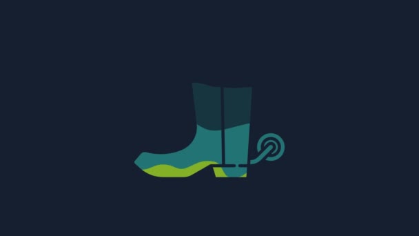 Yellow Cowboy Boot Icon Isolated Blue Background Video Motion Graphic — Stock video
