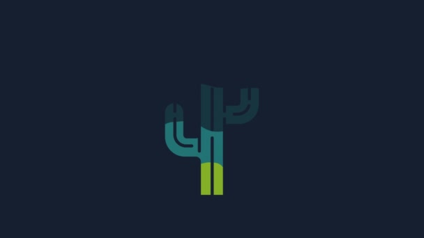 Gelbes Kaktus Symbol Auf Blauem Hintergrund Video Motion Grafik Animation — Stockvideo