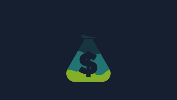Yellow Money Bag Icon Isolated Blue Background Dollar Usd Symbol — Video Stock