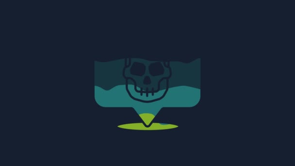 Yellow Skull Icon Isolated Blue Background Happy Halloween Party Video — Αρχείο Βίντεο