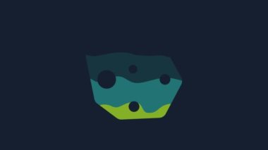 Sarı Asteroid simgesi mavi arkaplanda izole edildi. 4K Video hareketli grafik canlandırması.