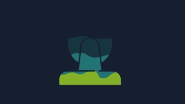 Sarı Astronomik Gözlemevi ikonu mavi arkaplanda izole edildi. Teleskoplu bir gözlemevi. Bilimsel kurum. 4K Video hareketli grafik canlandırması.