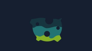 Sarı Asteroid simgesi mavi arkaplanda izole edildi. 4K Video hareketli grafik canlandırması.