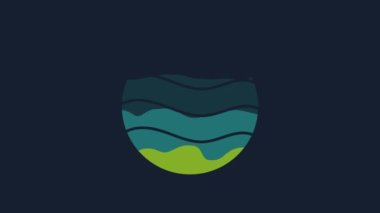 Yellow Planet icon isolated on blue background. 4K Video motion graphic animation.