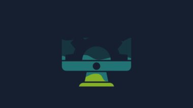 Sarı Yazılım, Web Geliştirme, programlama konsepti ikonu mavi arkaplanda izole edildi. Programlama dili ve program kodu ekranda. 4K Video hareketli grafik canlandırması.