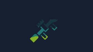 Sarı keskin nişancı optik görüş ikonu mavi arka planda izole edildi. Keskin nişancı dürbünü. 4K Video hareketli grafik canlandırması.