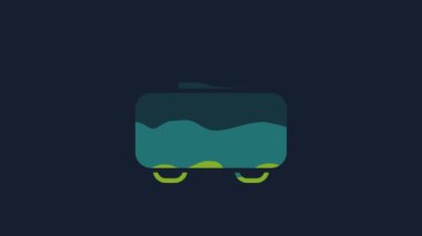 Silah ikonunun depolanması ve taşınması için sarı silah çantası mavi arka planda izole edildi. 4K Video hareketli grafik canlandırması.