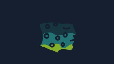 Sedef hastalığı ya da egzama kızarıklığı olan sarı yüz mavi arka planda izole edilmiş. Alerjene veya kronik vücut sorununa karşı insan derisi tepkisi kavramı. 4K Video hareketli grafik canlandırması.