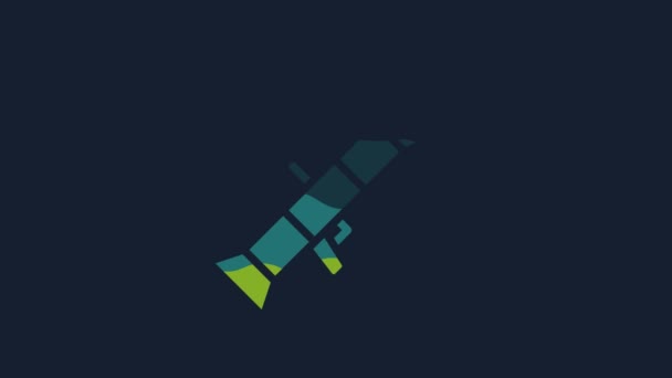 Yellow Rocket Launcher Missile Icon Isolated Blue Background Video Motion — Stockvideo