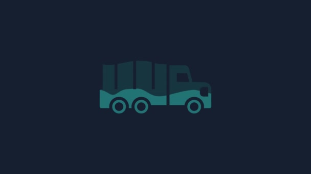 Gele Militaire Vrachtwagen Pictogram Geïsoleerd Blauwe Achtergrond Video Motion Grafische — Stockvideo
