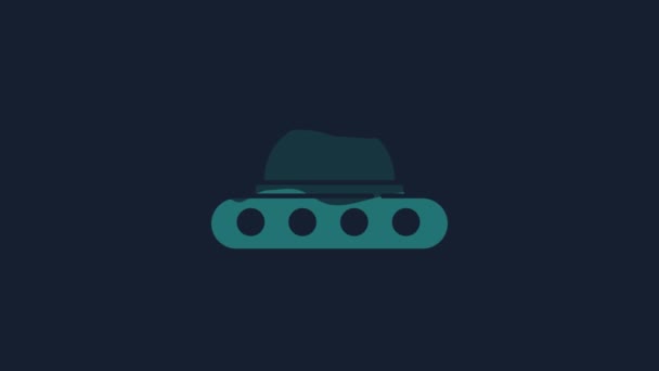 Yellow Ufo Flying Spaceship Icon Isolated Blue Background Flying Saucer — Vídeo de stock