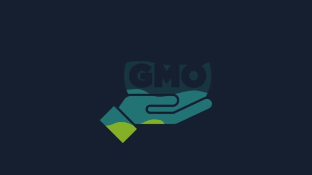 Yellow Gmo Icon Isolated Blue Background Genetically Modified Organism Acronym — Vídeo de stock