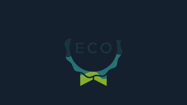 Banner Amarelo Etiqueta Etiqueta Logotipo Para Eco Verde Ícone Comida — Vídeo de Stock