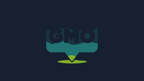 Žlutá Ikona Gmo Izolovaná Modrém Pozadí Geneticky Modifikovaný Organismus Akronym — Stock video