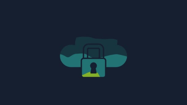 Yellow Cloud Computing Lock Icon Isolated Blue Background Security Safety — 비디오