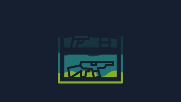 Yellow Hunting Shop Rifle Gun Weapon Icon Isolated Blue Background — Video Stock