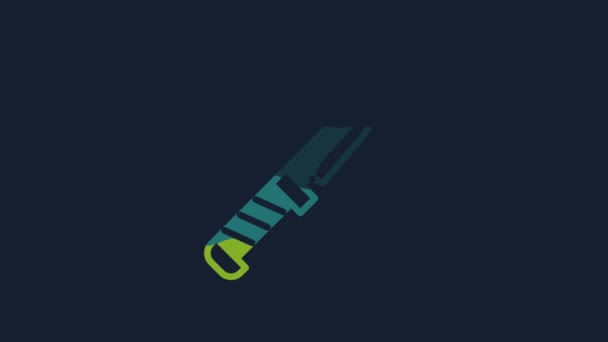 Yellow Military Knife Icon Isolated Blue Background Video Motion Graphic — 图库视频影像
