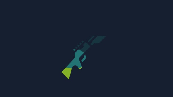 Yellow Hunting Gun Icon Isolated Blue Background Hunting Shotgun Video — Stockvideo