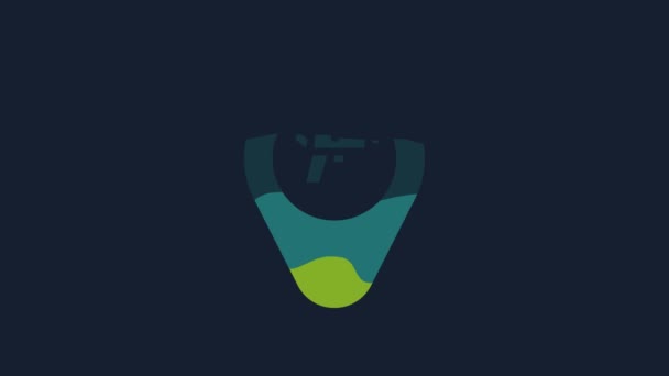 Желтый Логотип Значком Оружия Синем Фоне Видеографическая Анимация — стоковое видео