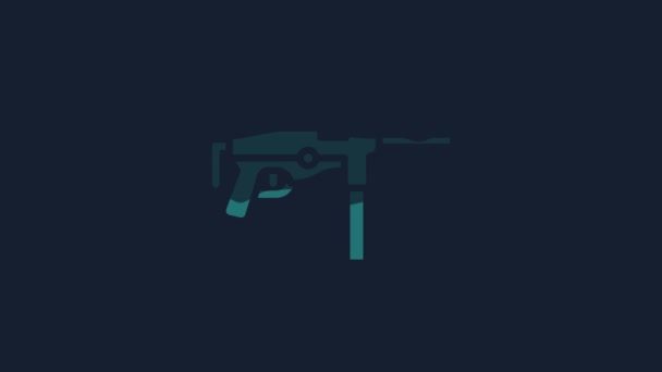 Yellow Submachine Gun Grease Gun Icon Isolated Blue Background Video — ストック動画
