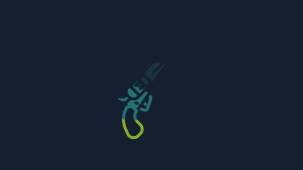 Yellow Revolver Gun Icon Isolated Blue Background Video Motion Graphic — Vídeo de stock