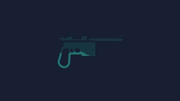Yellow Mauser Gun Icon Isolated Blue Background Mauser C96 Semi — Stock video